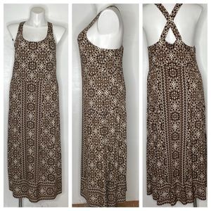 J.Jill Brown patterned Halter top with cross cross back Round neck Large